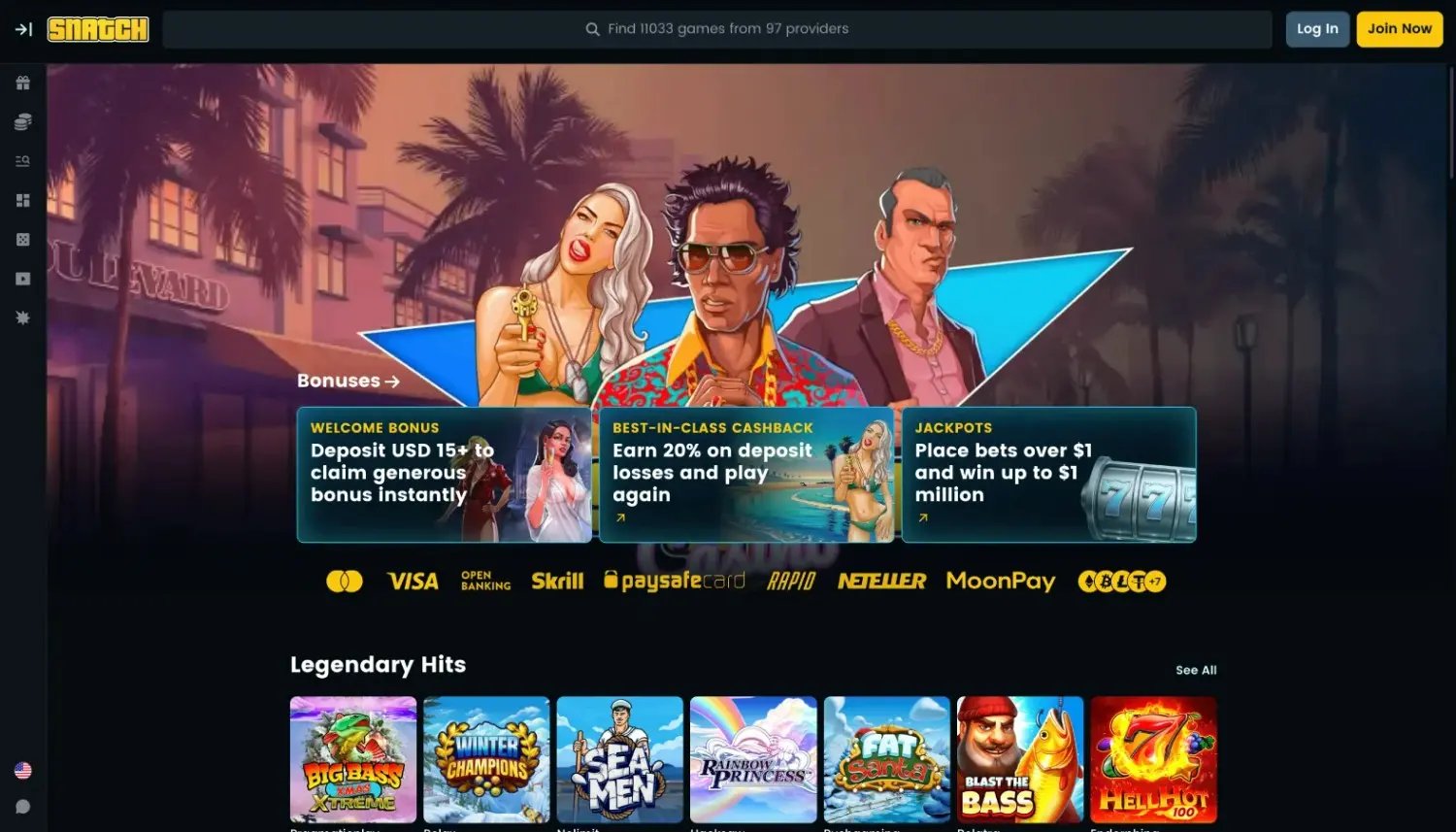 Snatch Casino Homepage