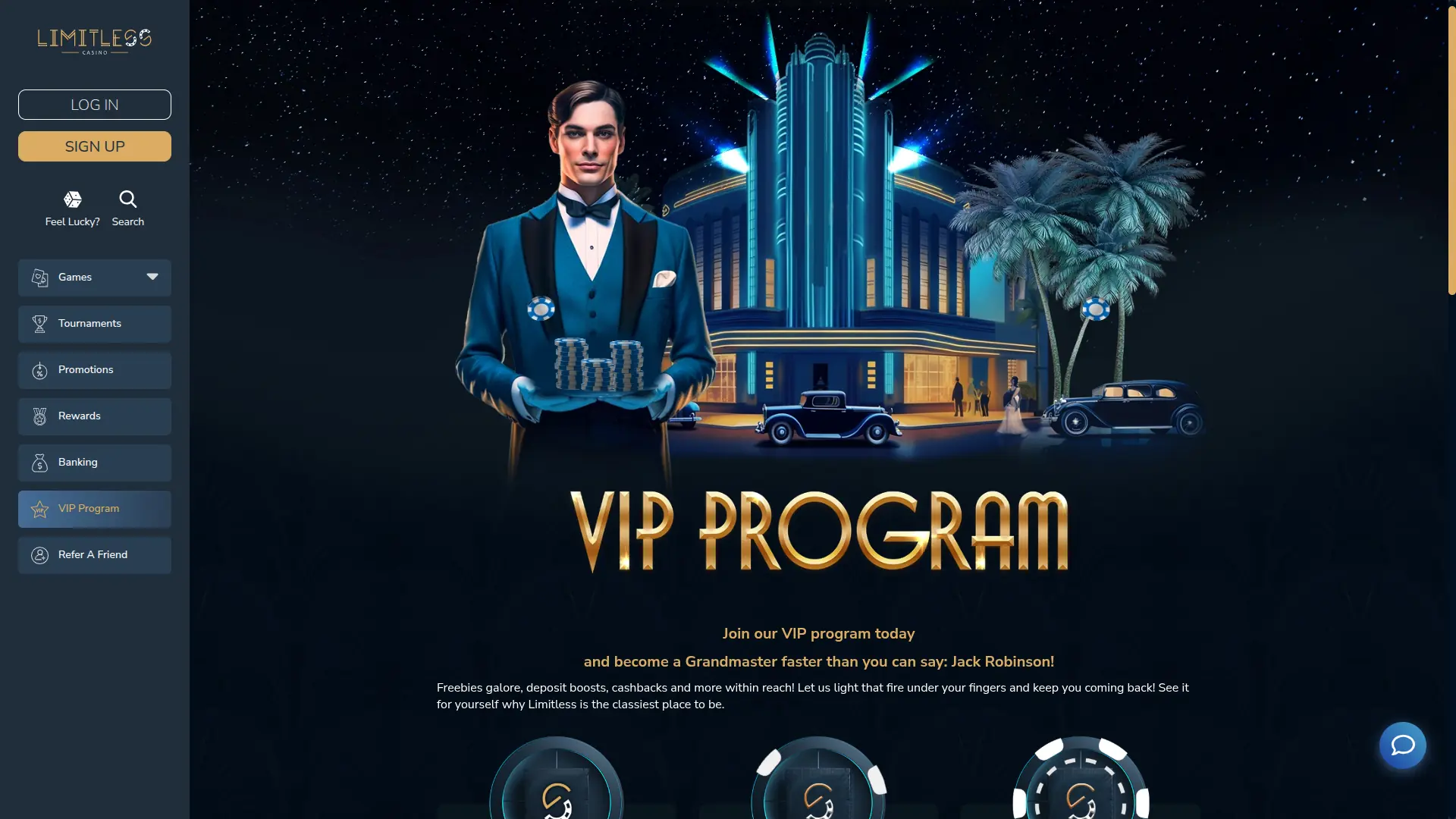 Limitless Casino homepage
