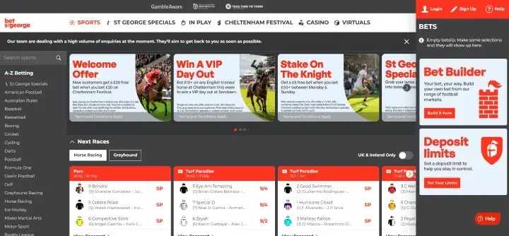 Bet St George homepage