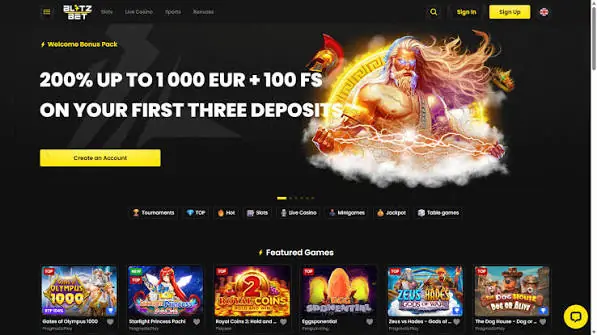 BlitzBet Casino homepage