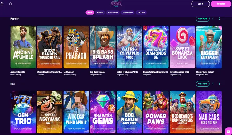 NeonVegas homepage