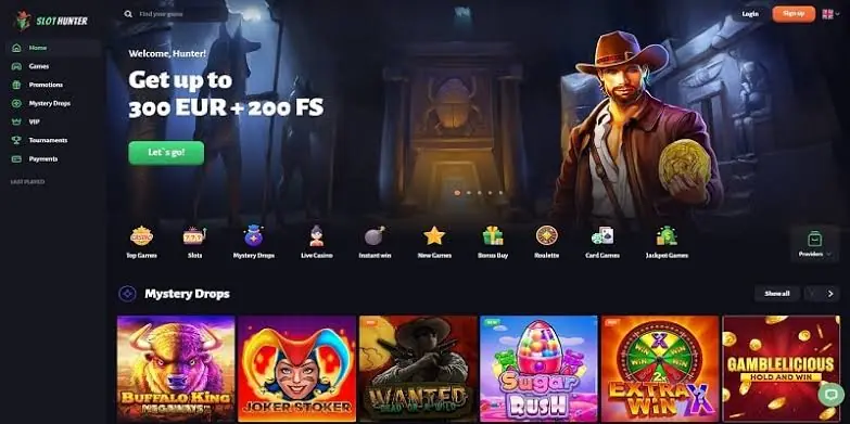 SlotHunter Casino homepage