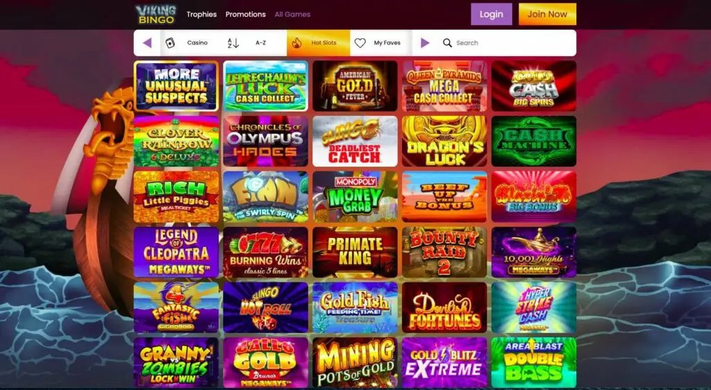Viking Bingo homepage screenshot