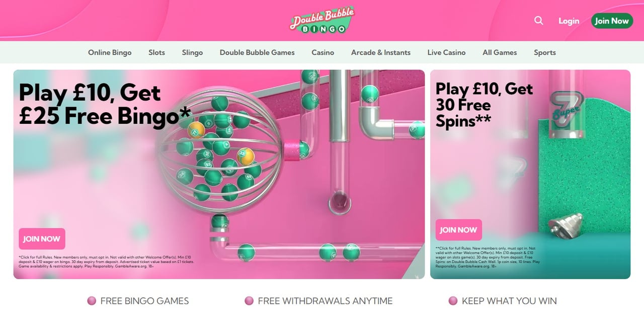 Double Bubble Bingo homepage