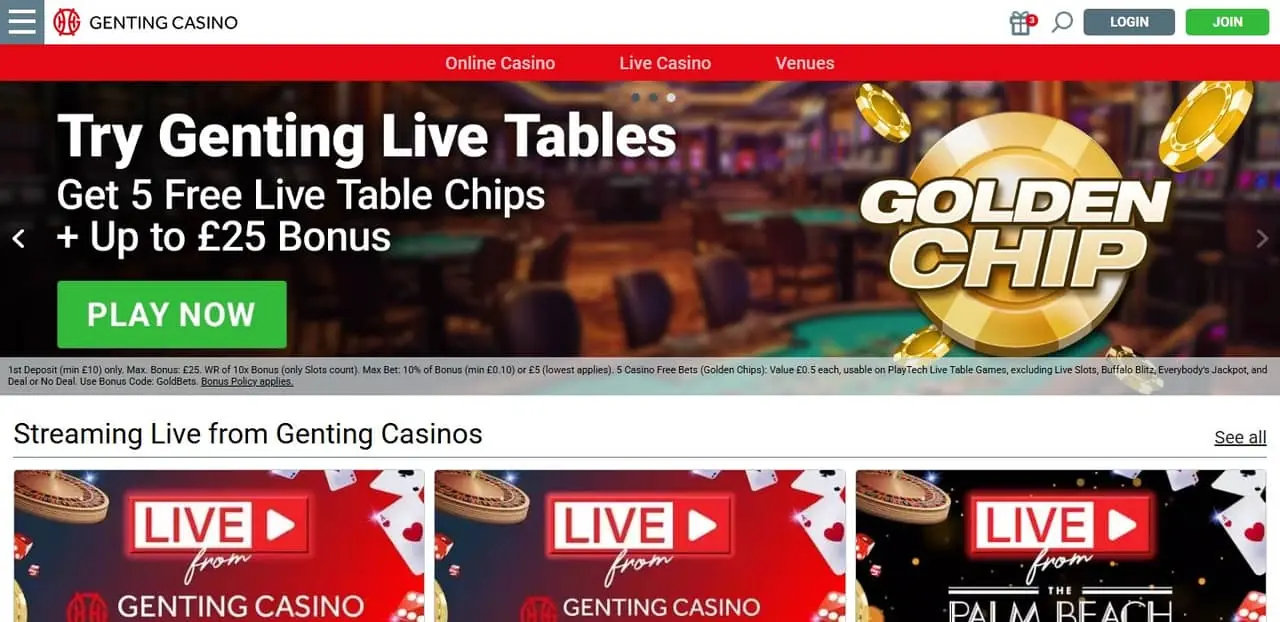 Genting Casino homepage