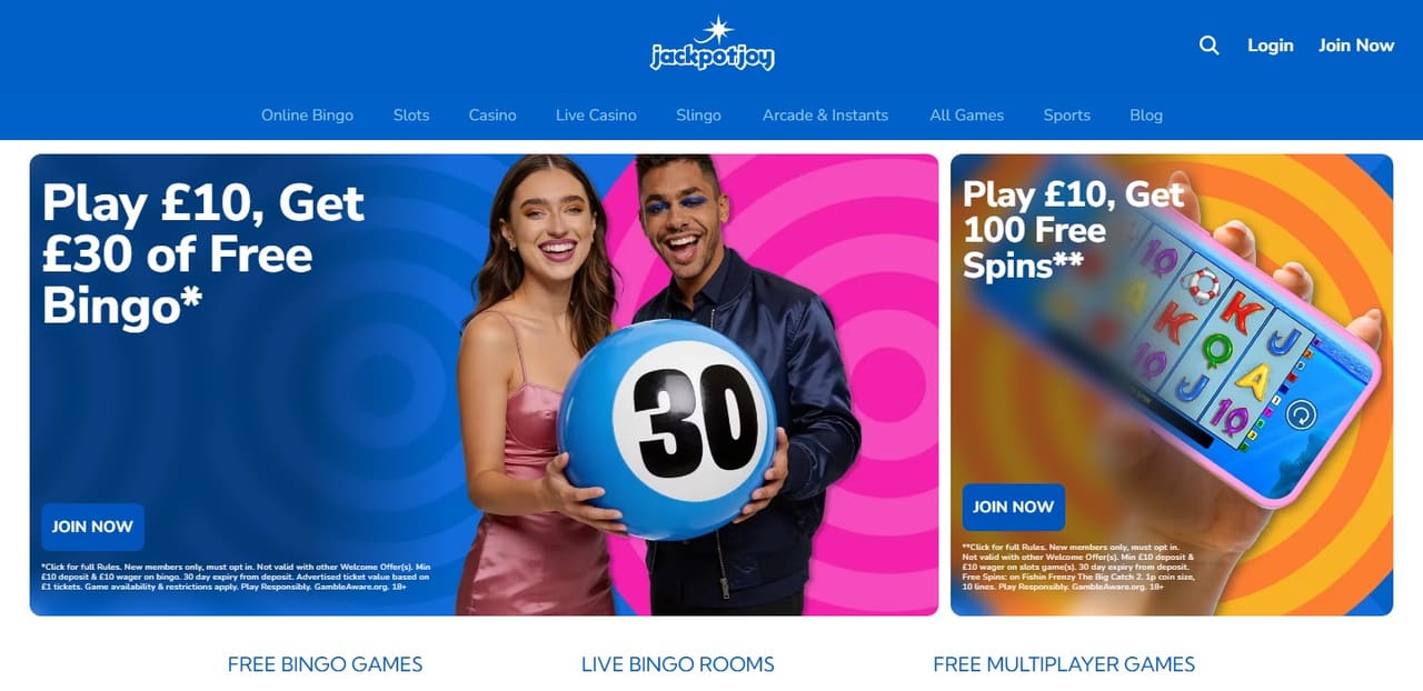 Jackpotjoy homepage