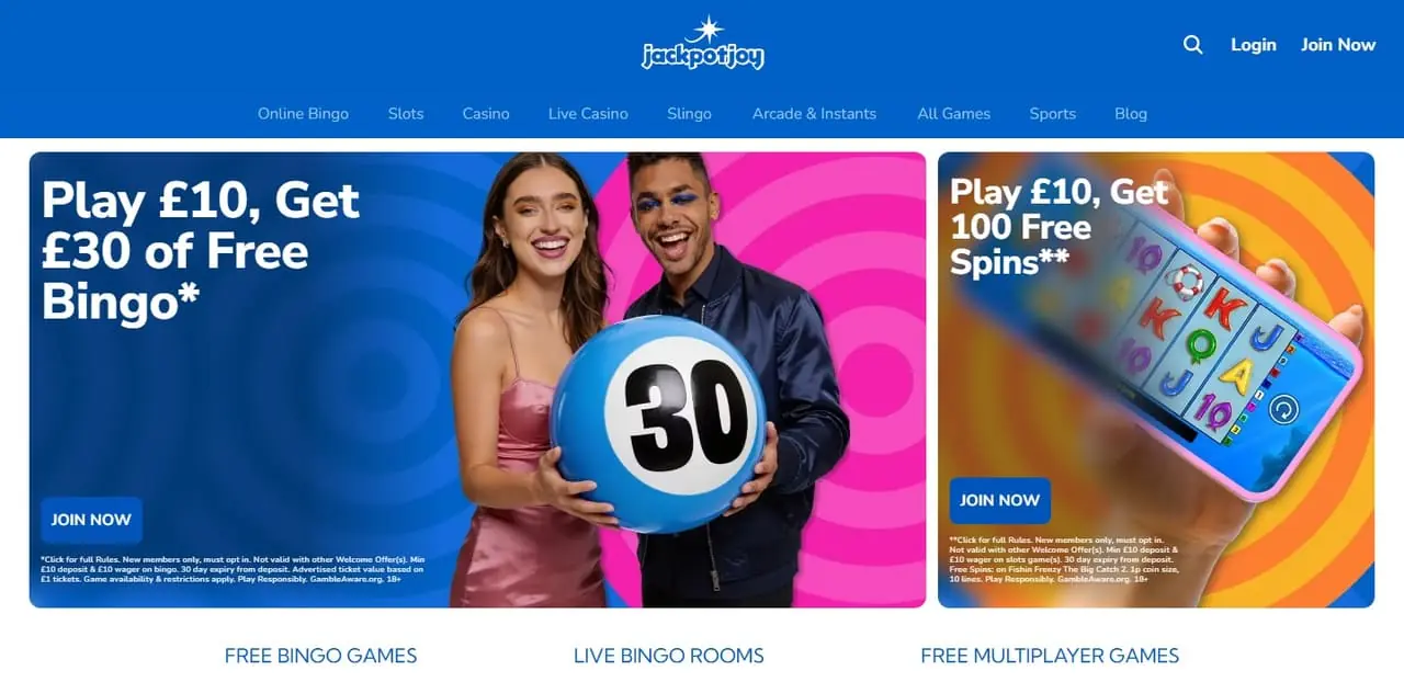 Jackpotjoy homepage