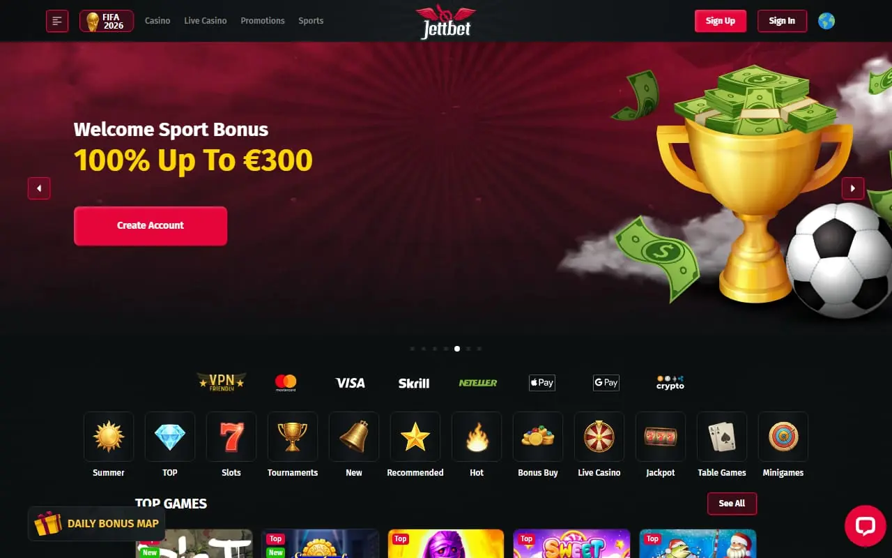 Jettbet homepage