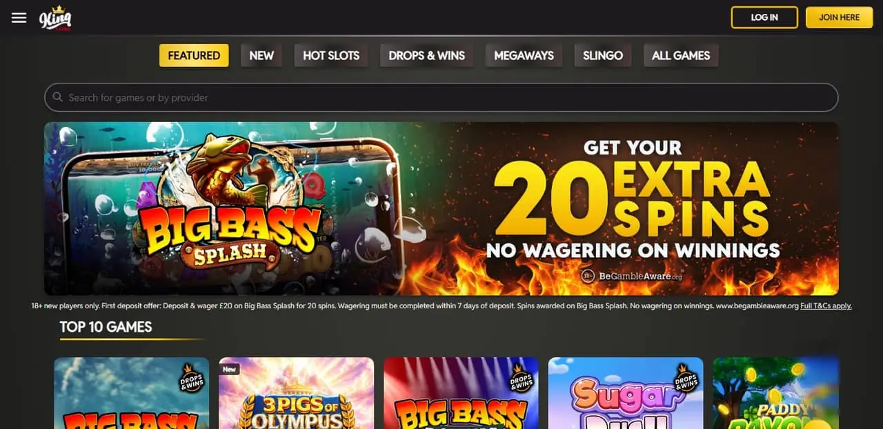 King Casino homepage