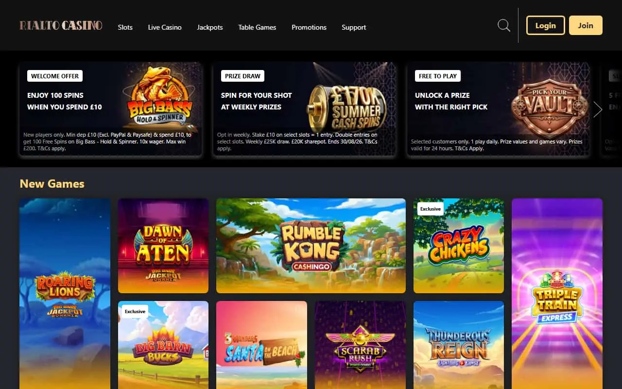Rialto Casino homepage
