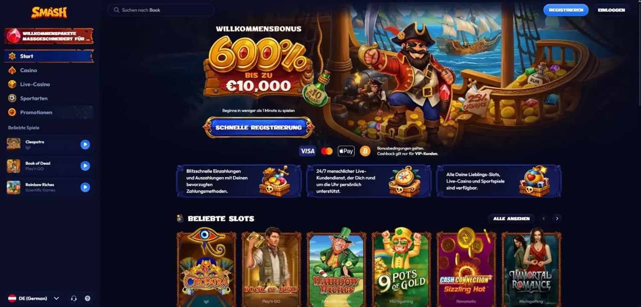 Smash Casino Homepage Smash Casino homepage