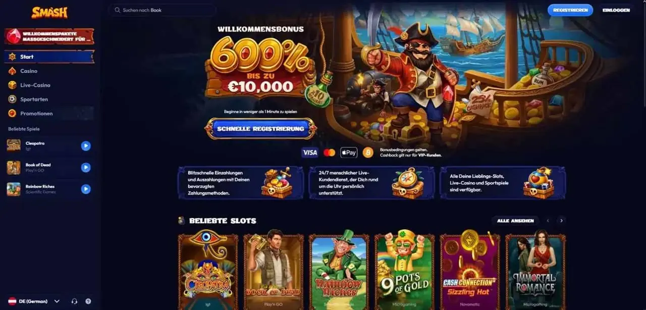 Smash Casino homepage