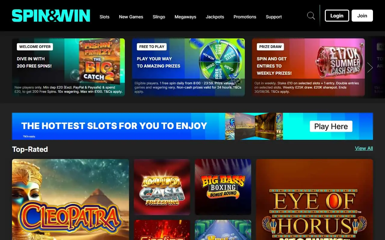 Spin and Win homepage