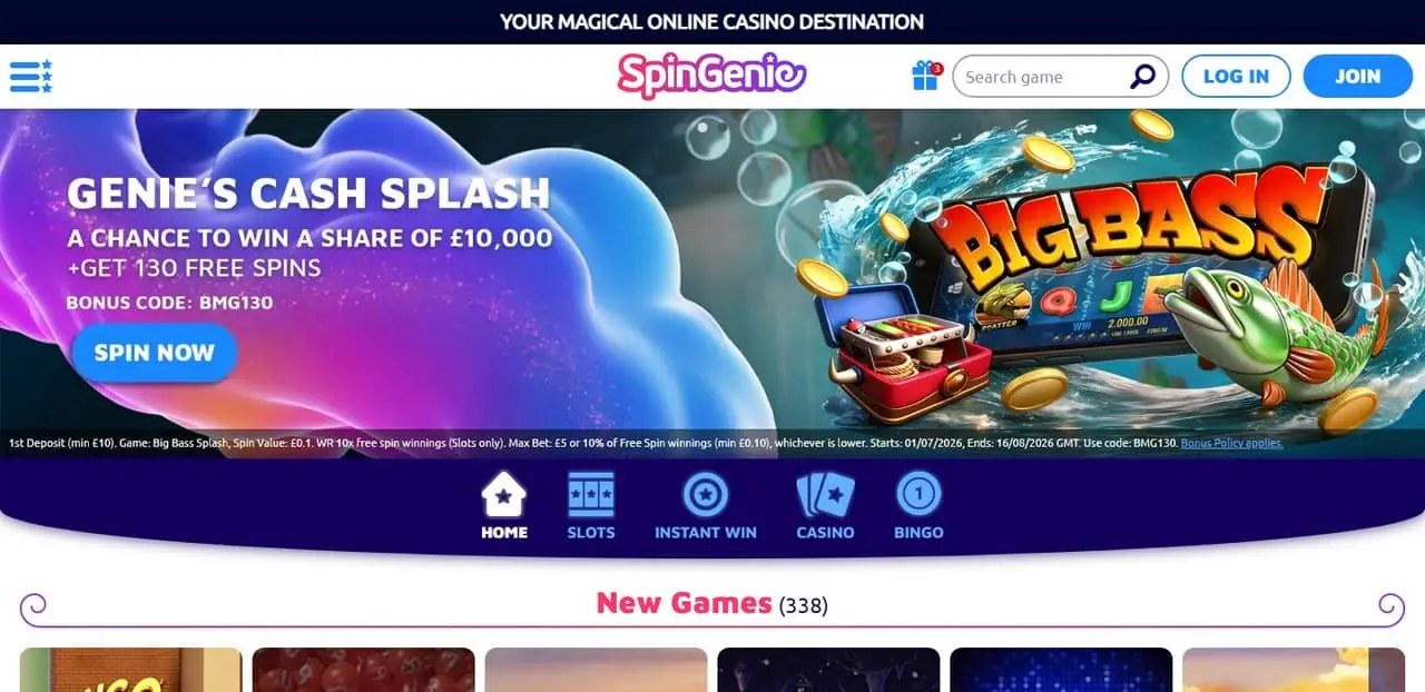 Spin Genie homepage