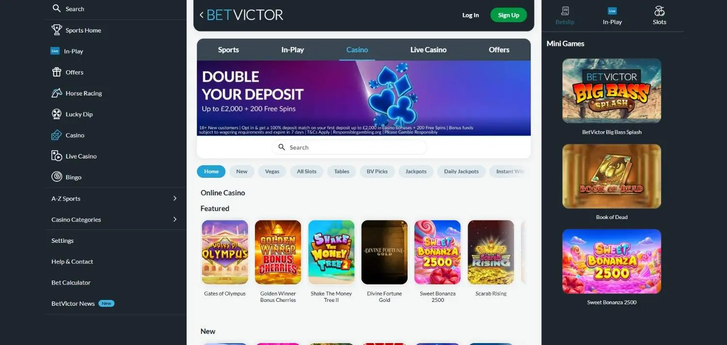 BetVictor Casino Homepage