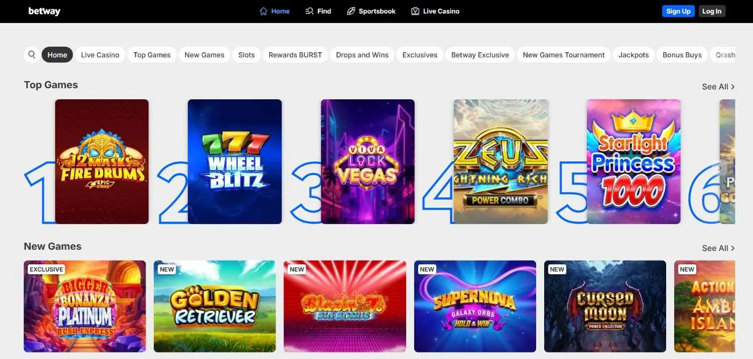 Betway Casino Homepage