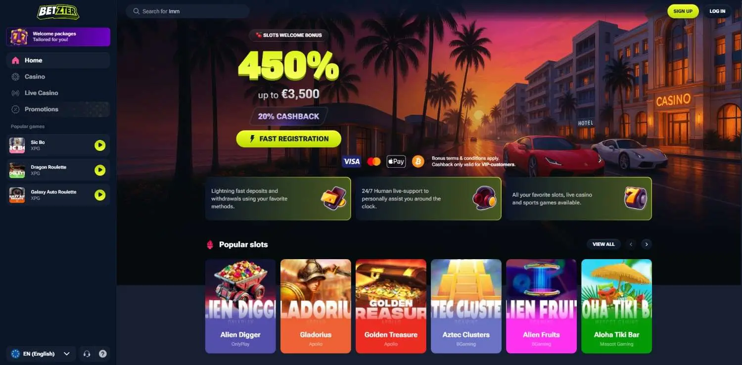 Betzter Casino Homepage
