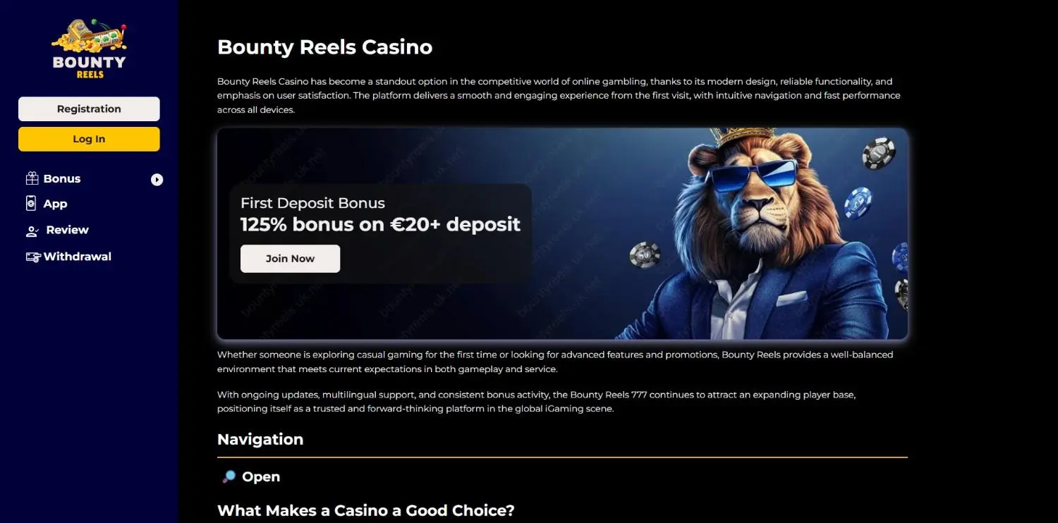 Bounty Reels Homepage