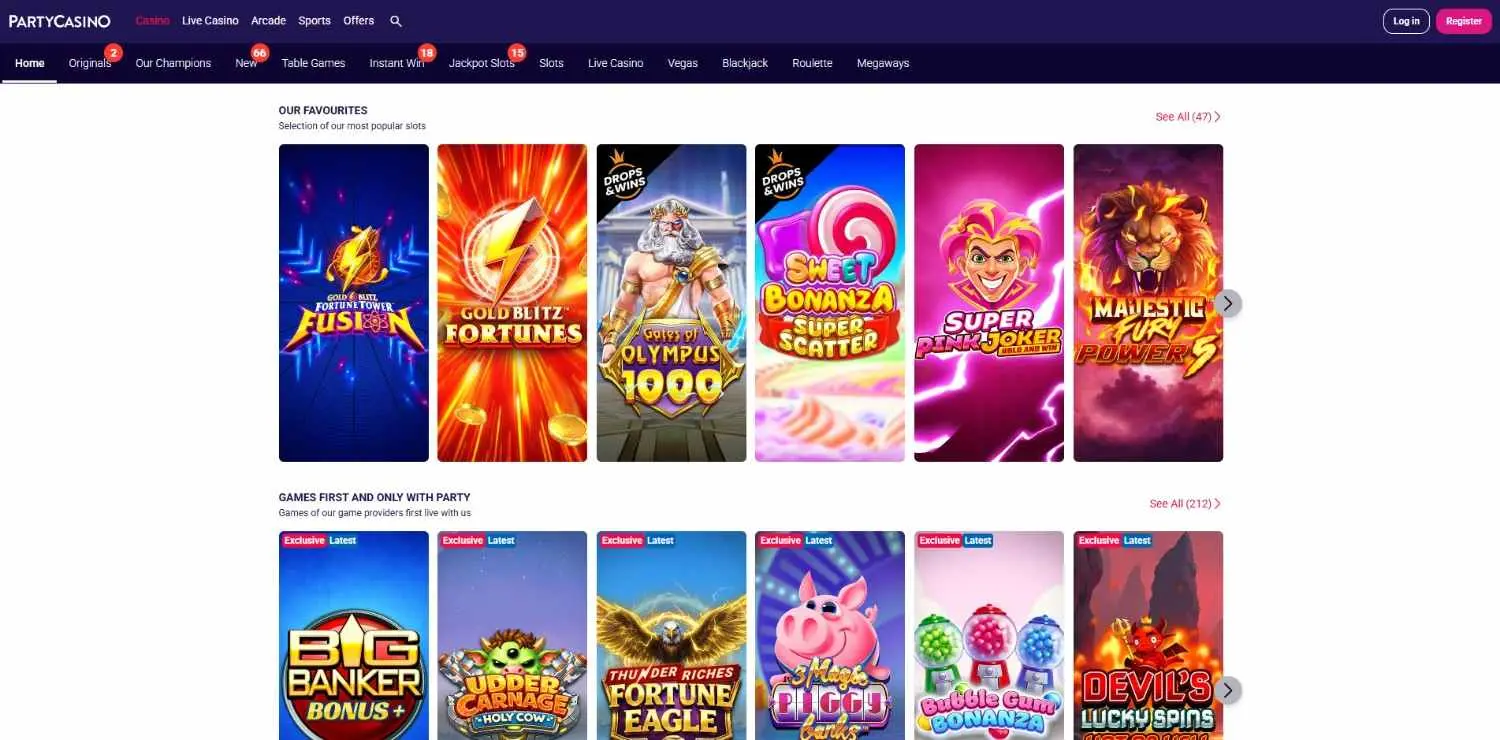 PartyCasino Homepage