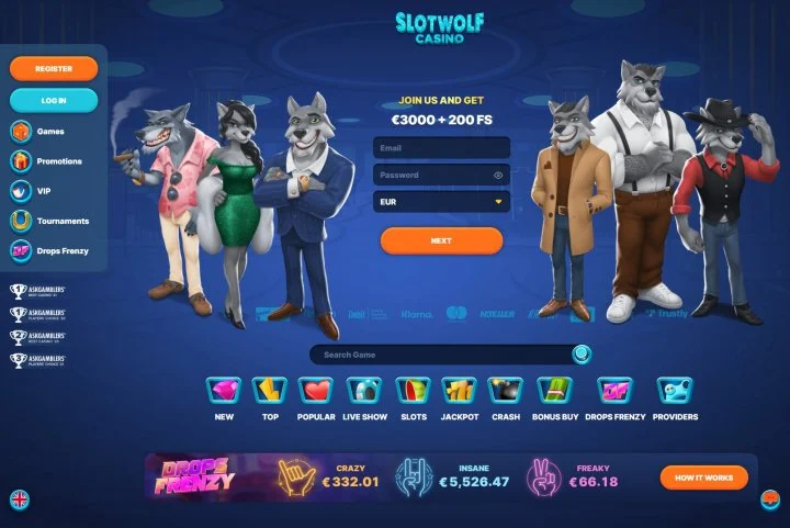 SlotWolf homepage SlotWolf homepage