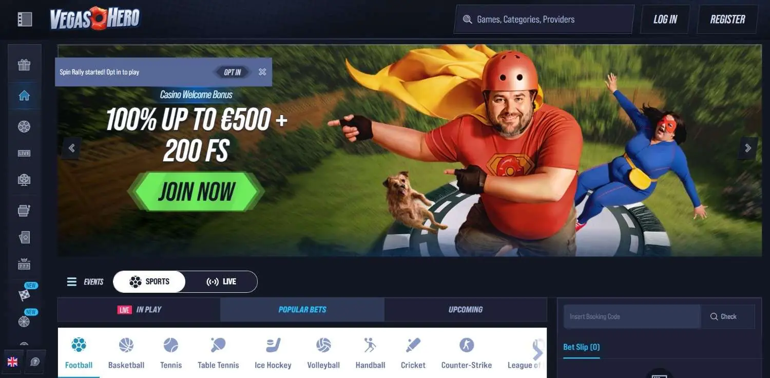 Vegas Hero homepage