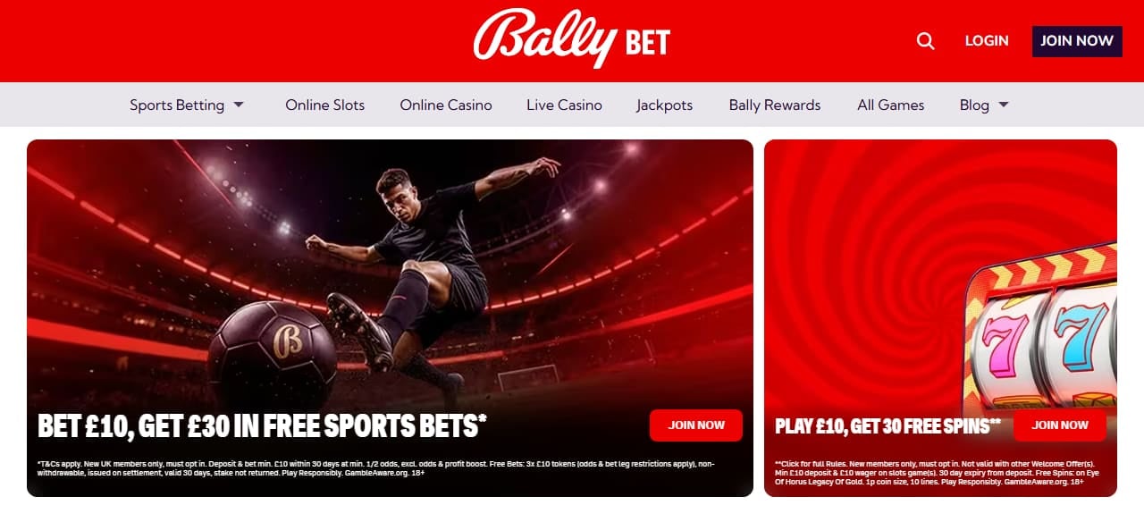 Bally Casino homepage
