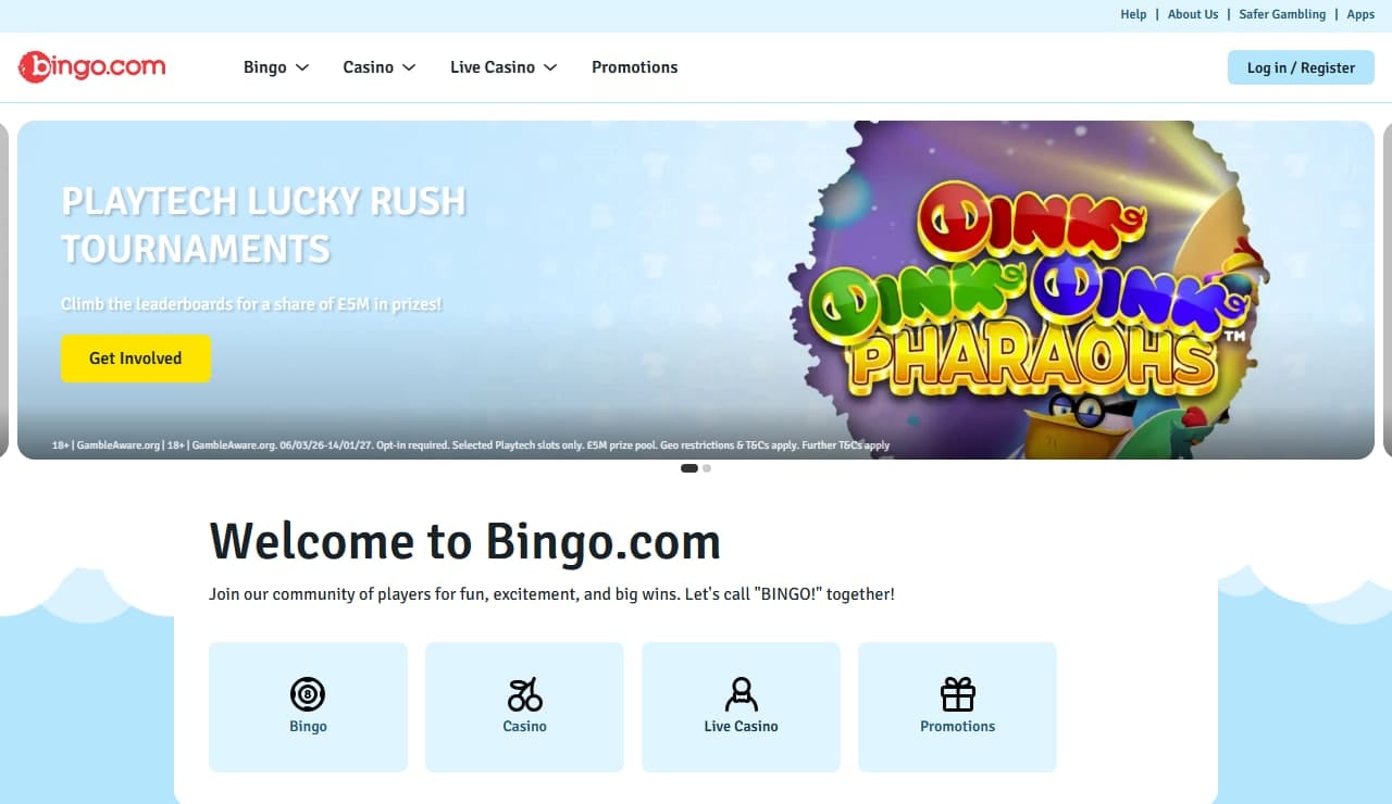 Bingo.com homepage