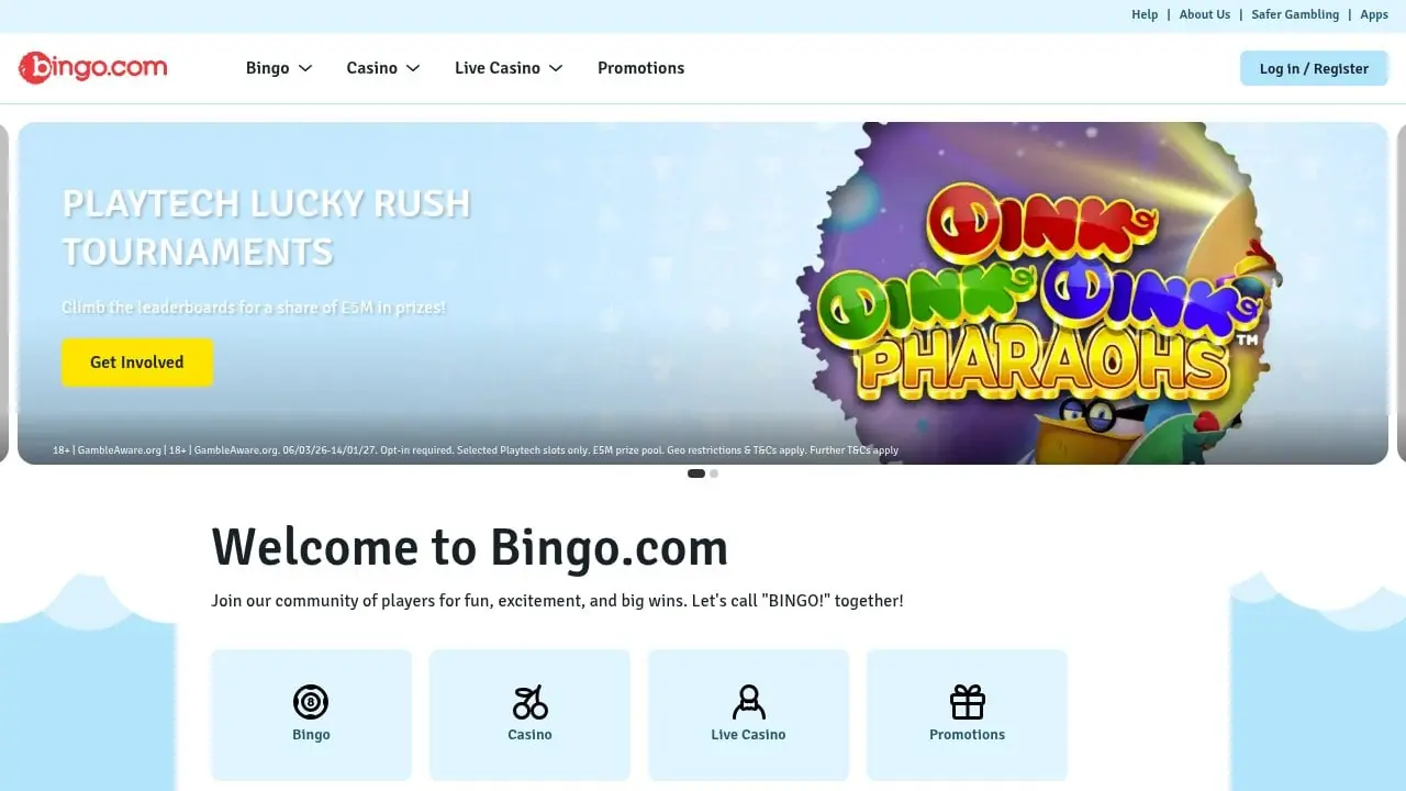 Bingo.com homepage