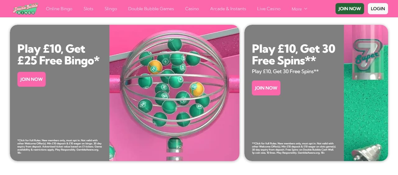 Double Bubble Bingo homepage