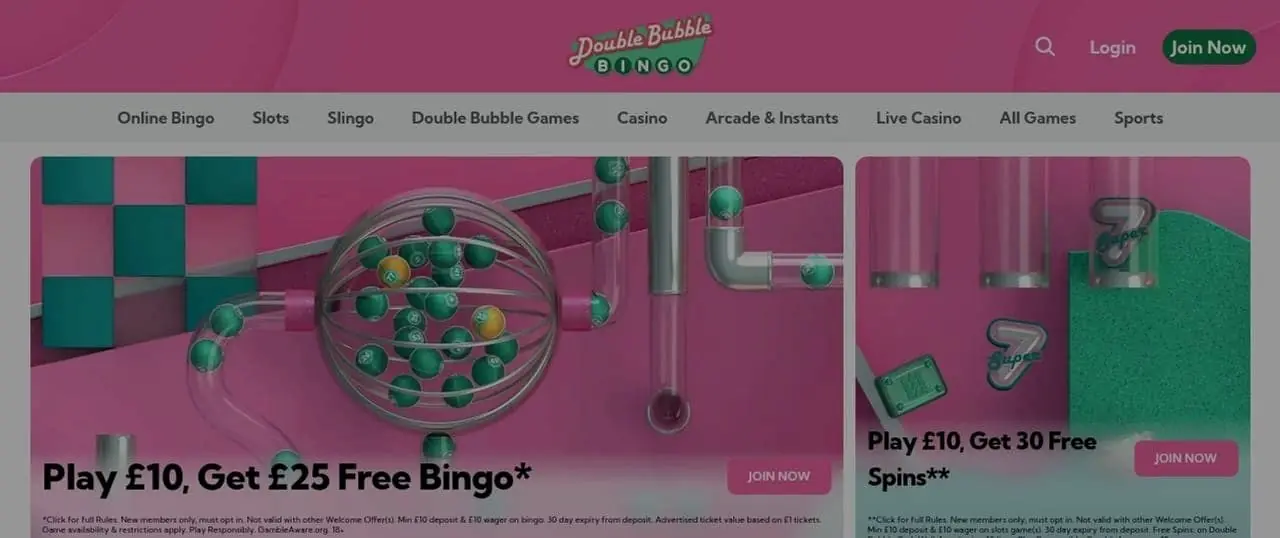 Double Bubble Bingo homepage
