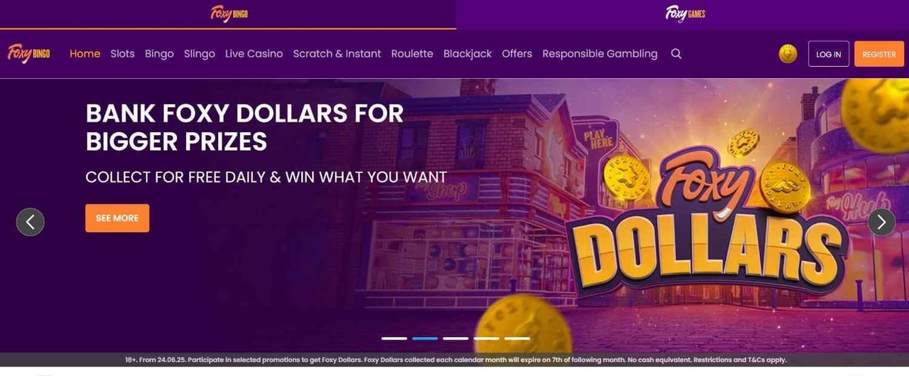 Foxy Bingo homepage