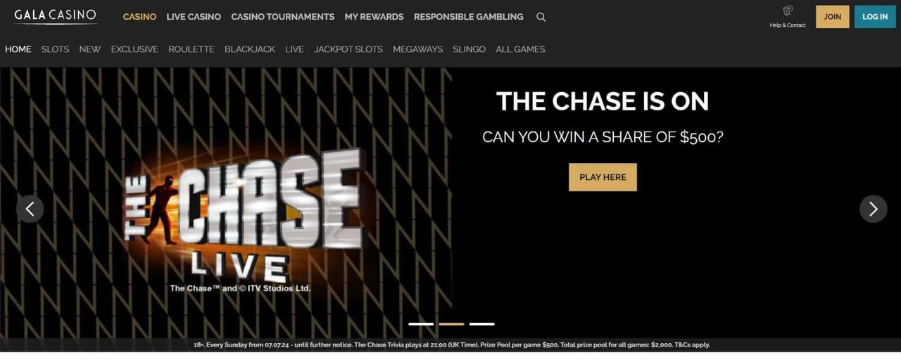Gala Casino homepage