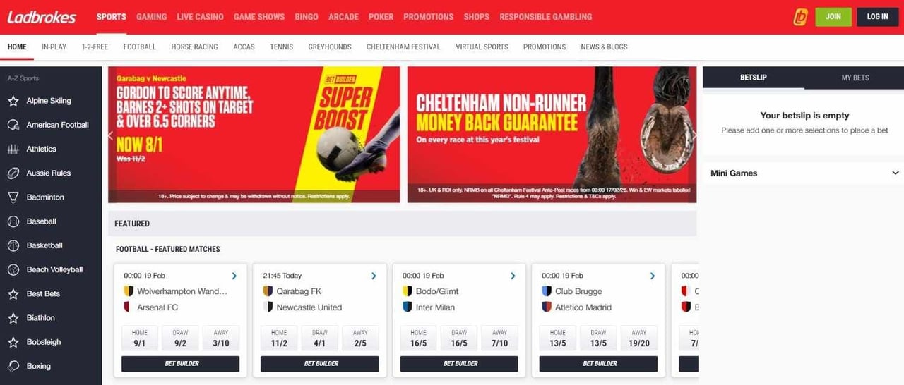 Ladbrokes homepage