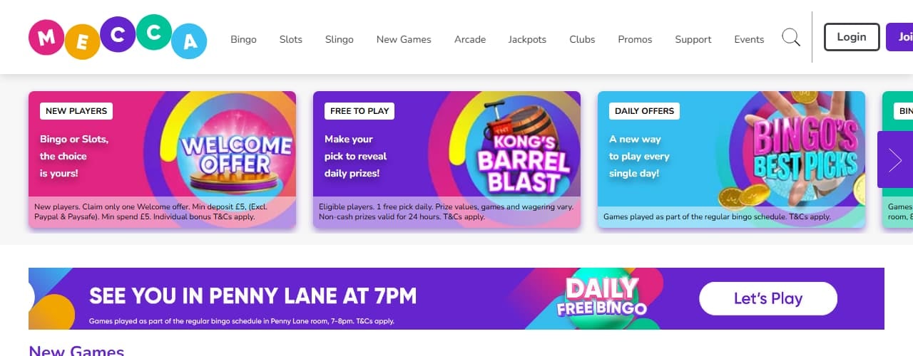 Mecca Bingo homepage