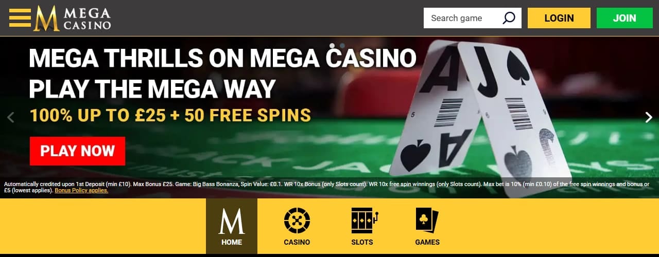 MegaCasino homepage