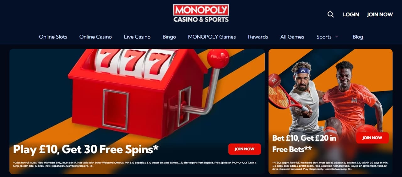 MONOPOLY Casino homepage