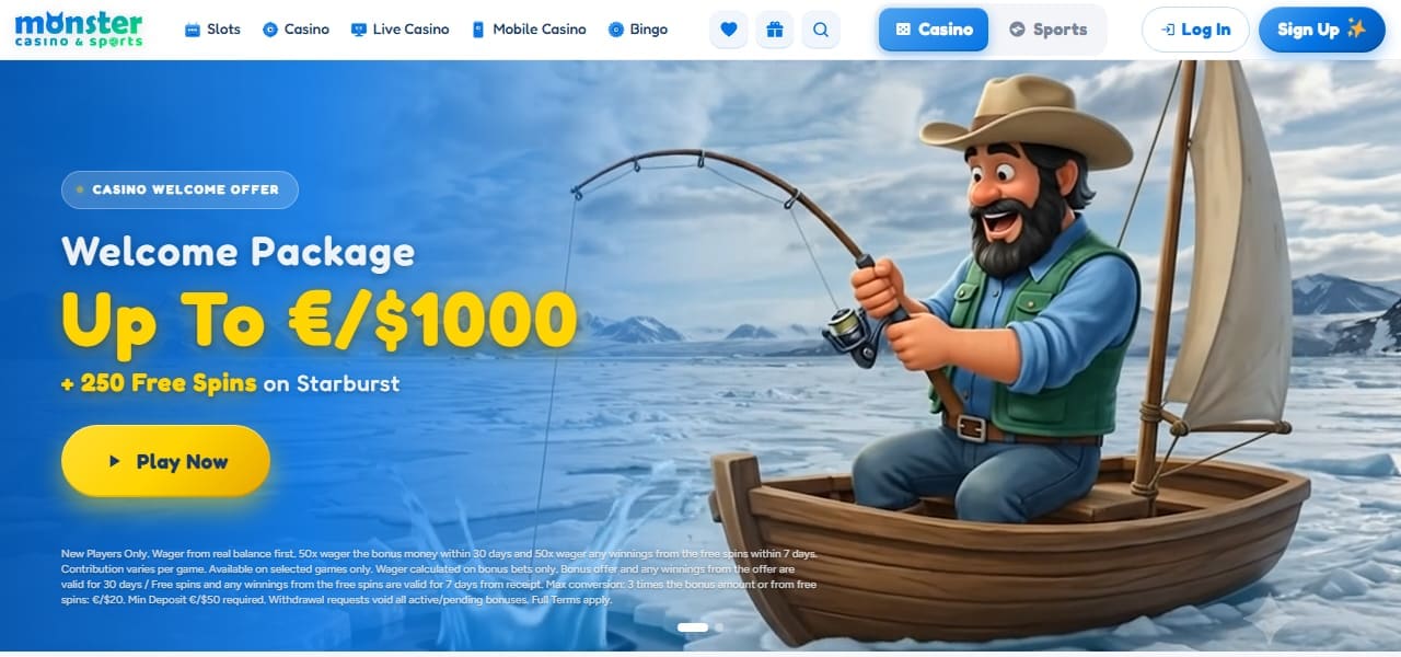 Monster Casino homepage