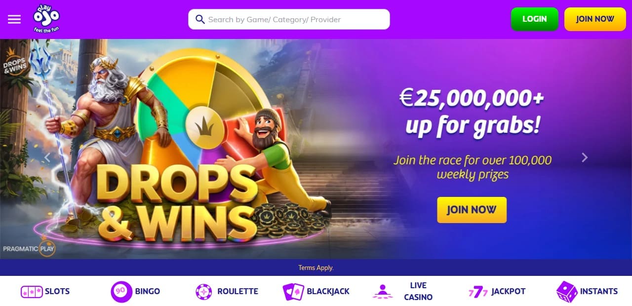 PlayOJO homepage