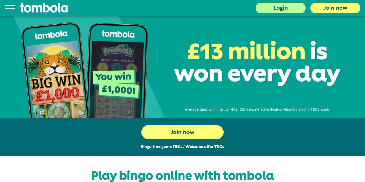 Tombola homepage