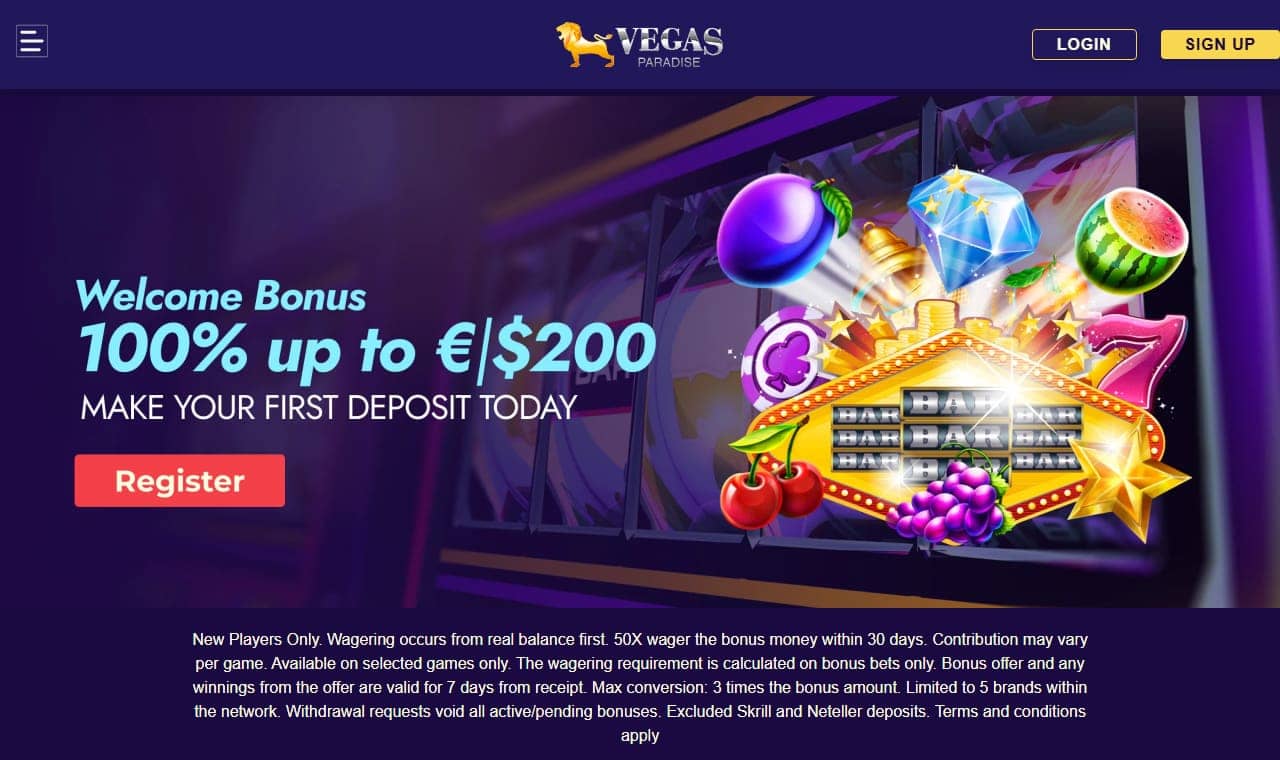 Vegas Paradise homepage