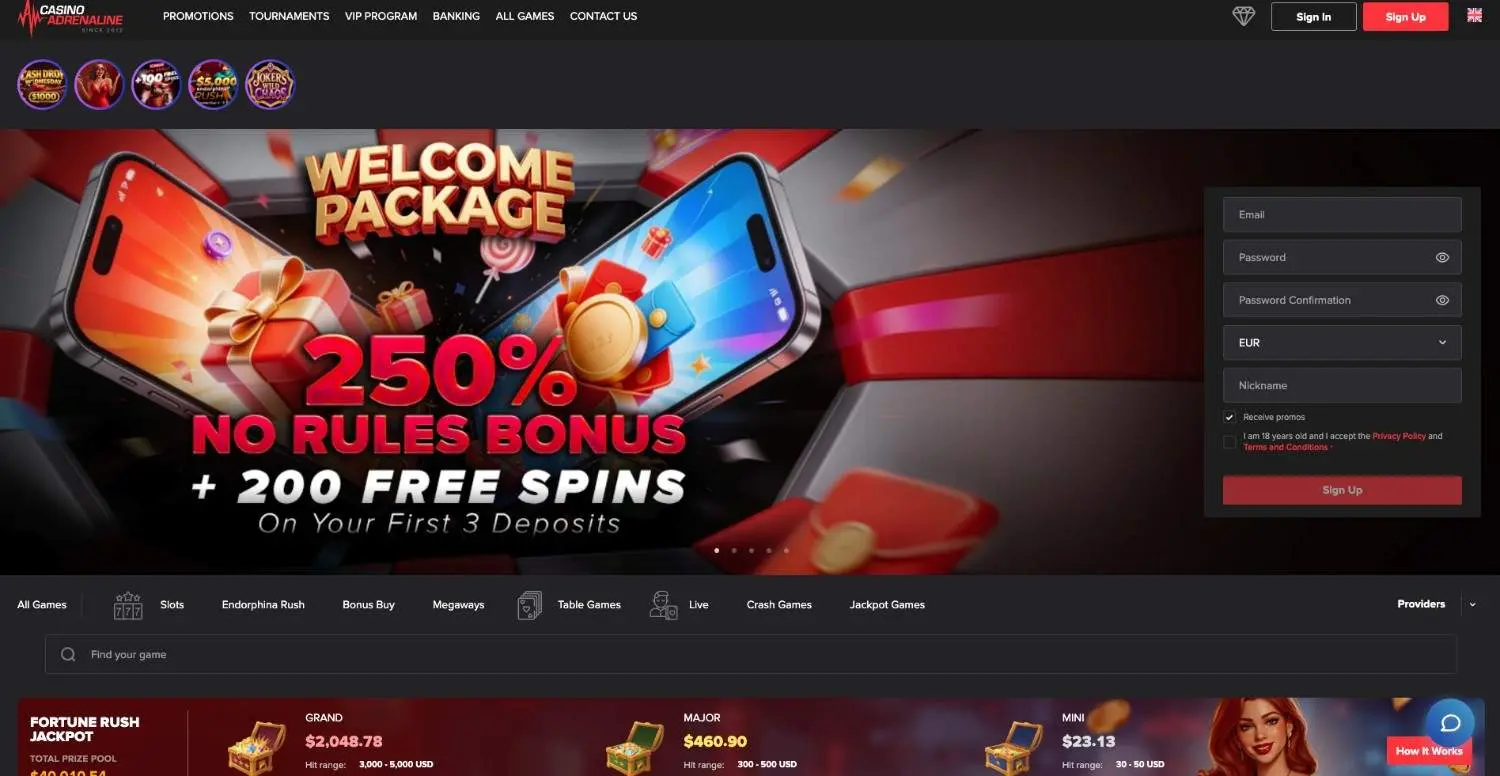 Casino Adrenaline Homepage