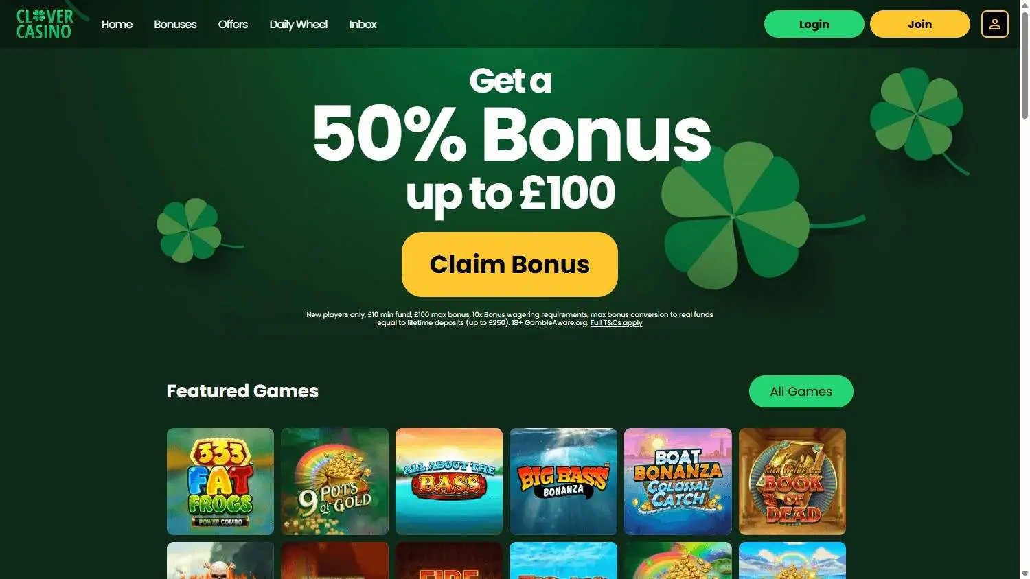 Clover Casino Homepage