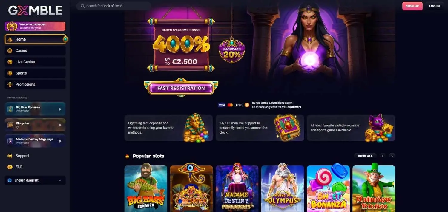 Gxmble Casino Homepage
