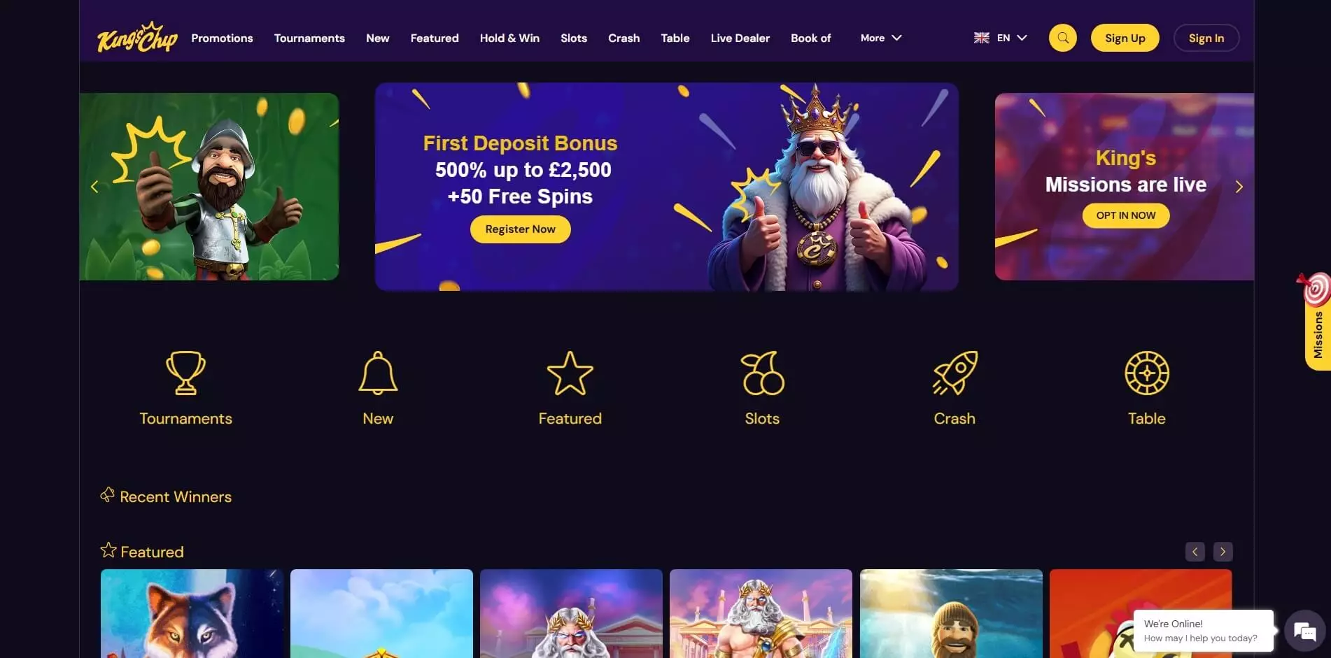 Kings Chip Casino Homepage