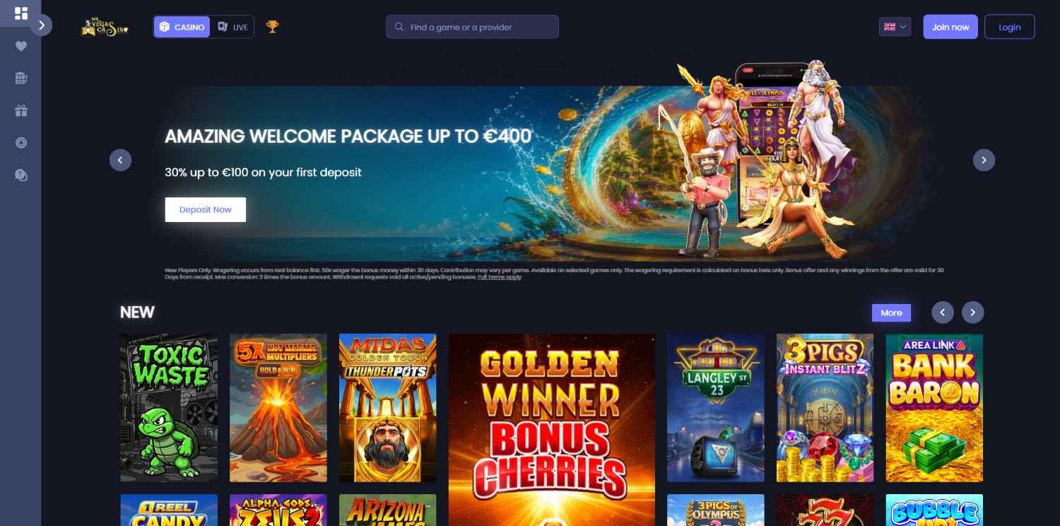 Mr Vegas Casino Homepage
