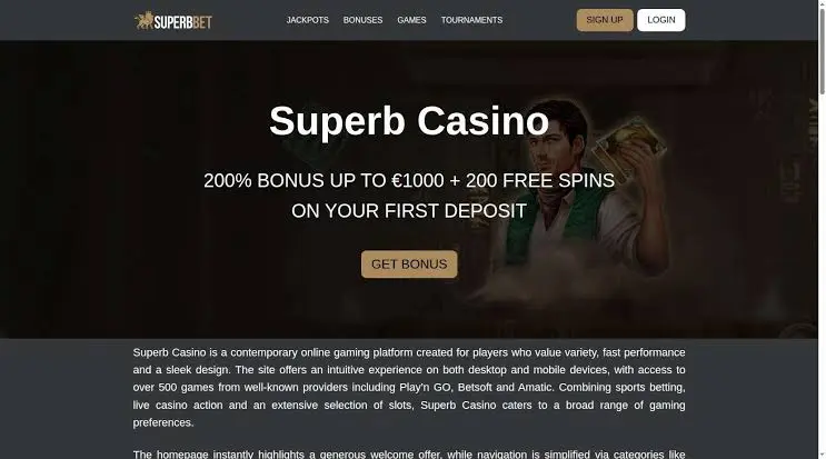 Superb Casino homepage