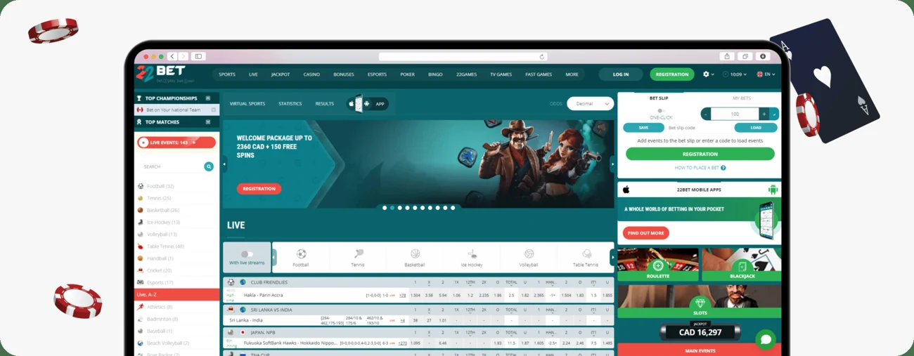 22Bet homepage