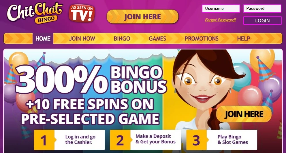 Chit Chat Bingo homepage