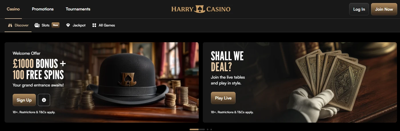 Harry Casino desktop homepage Harry Casino desktop homepage screenshot