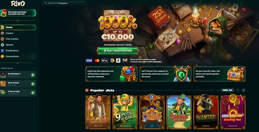 Rivo Casino homepage